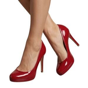 LK Bennett Glossy Chili Pepper Red Patent Leather Shoes Pumps Heels Size 6.5